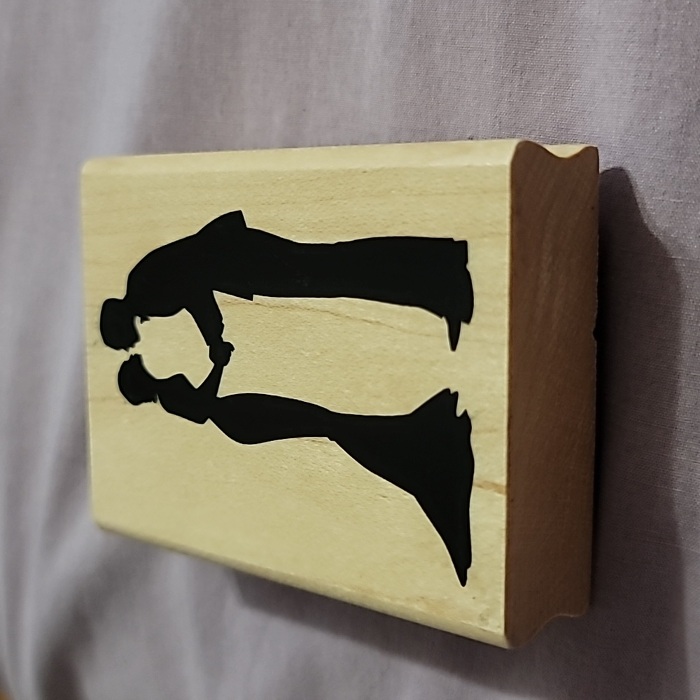 Inkadinkado Bride and Groom Kissing Couple Woman Silhouette Wooden Rubber Stamp